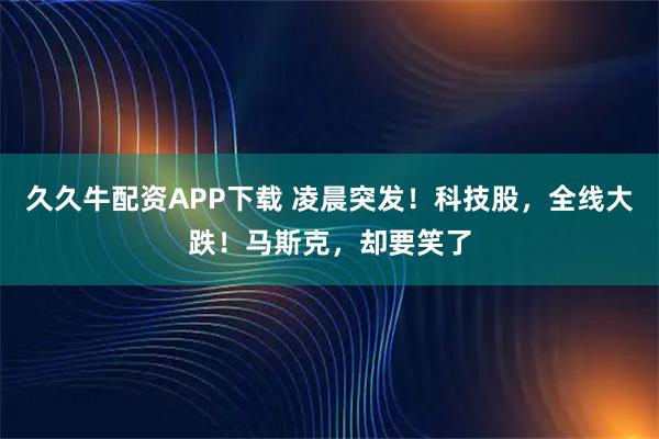 久久牛配资APP下载 凌晨突发！科技股，全线大跌！马斯克，却要笑了