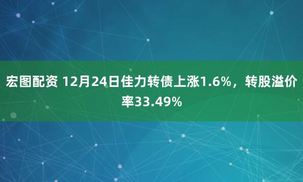 宏图配资 12月24日佳力转债上涨1.6%，转股溢价率33.49%